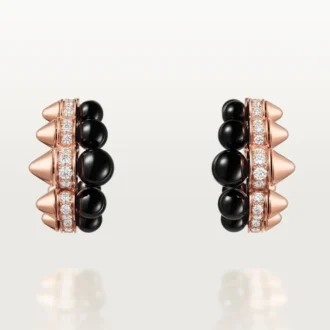 Clash De Cartier hoop-øreringer, onyx, ekstra stor modell, diamanter
