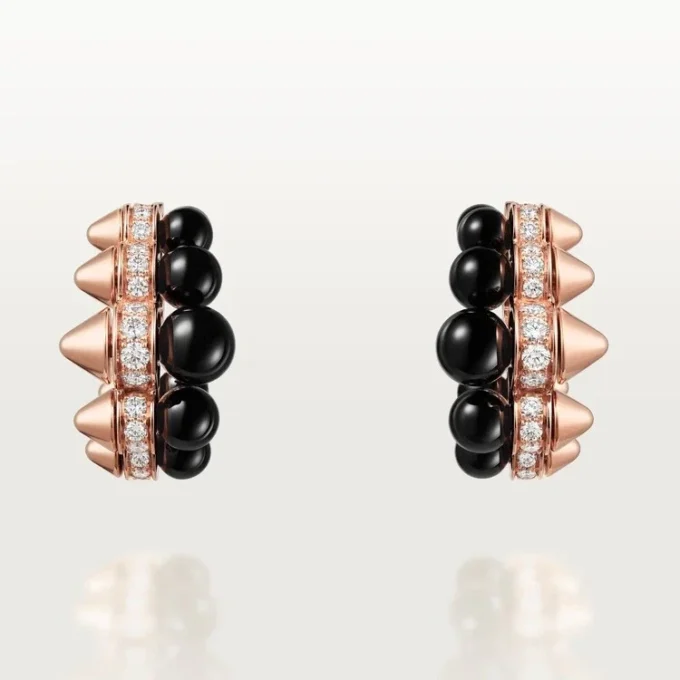 Clash De Cartier hoop-øreringer, onyx, ekstra stor modell, diamanter