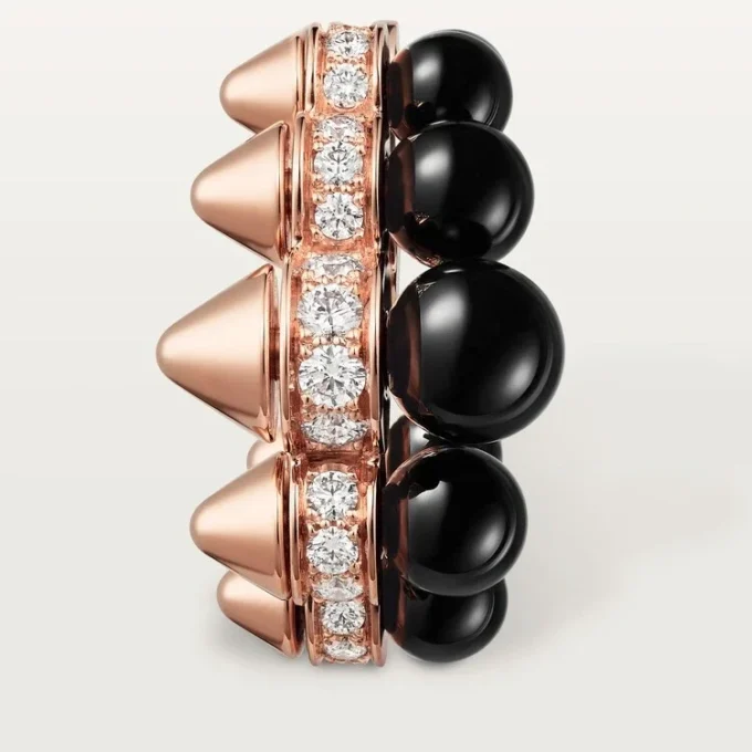 Clash De Cartier hoop-øreringer, onyx, ekstra stor modell, diamanter