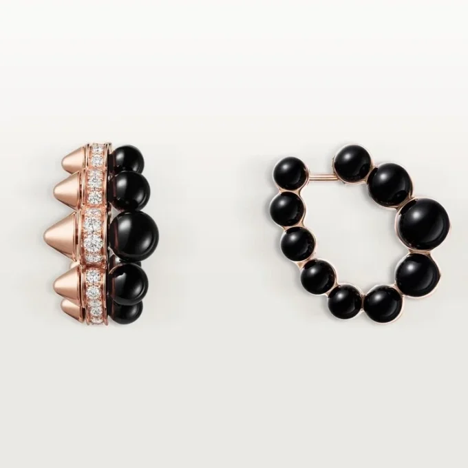 Clash De Cartier hoop-øreringer, onyx, ekstra stor modell, diamanter