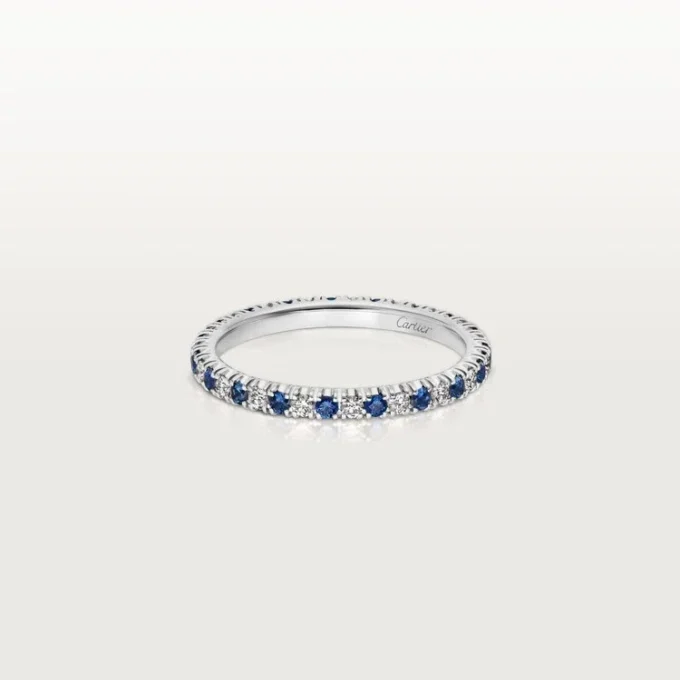 Etincelle De Cartier gifteringsbånd – platina, safirer, diamanter – Cartier
