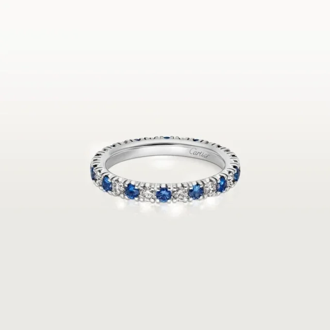 Etincelle De Cartier gifteringsbånd – platina, safirer, diamanter – Cartier