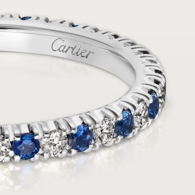 Etincelle De Cartier gifteringsbånd – platina, safirer, diamanter – Cartier