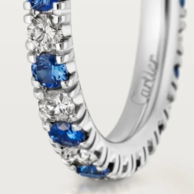 Etincelle De Cartier gifteringsbånd – platina, safirer, diamanter – Cartier