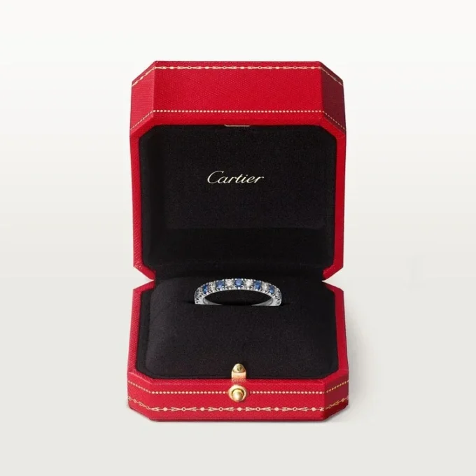 Etincelle De Cartier gifteringsbånd – platina, safirer, diamanter – Cartier
