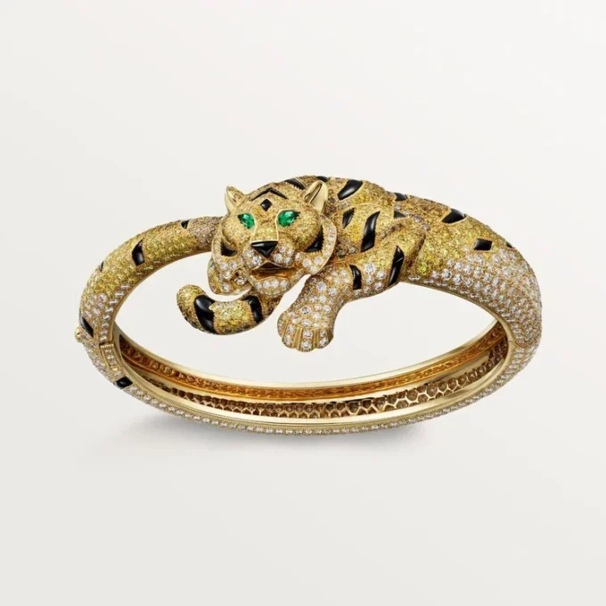 Faune Et Flore De Cartier-armbånd, gule, oransje og brune diamanter, pavé Faune Et Flore De Cartier-armbånd, gule, oransje og brune diamanter, pavé