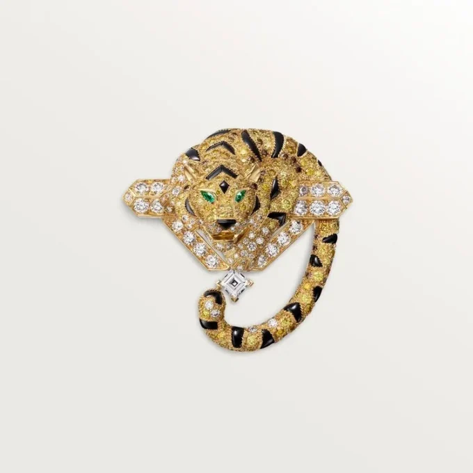 Faune Et Flore De Cartier-brosje, gule, oransje og brune diamanter, pavé Faune Et Flore De Cartier-brosje, gule, oransje og brune diamanter, pavé