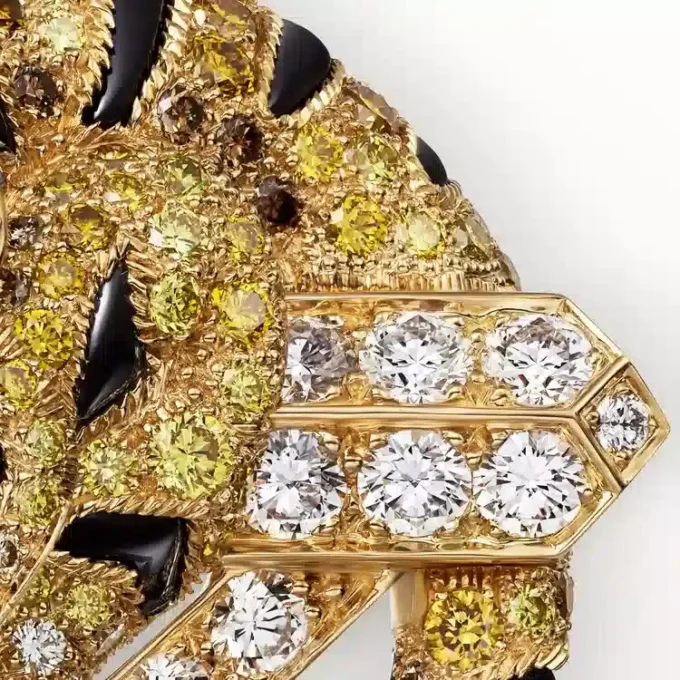 Faune Et Flore De Cartier-brosje, gule, oransje og brune diamanter, pavé Faune Et Flore De Cartier-brosje, gule, oransje og brune diamanter, pavé