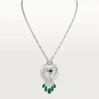 Faune Et Flore De Cartier-halskjede, smaragddråper, pavé Faune Et Flore De Cartier-halskjede, smaragddråper, pavé