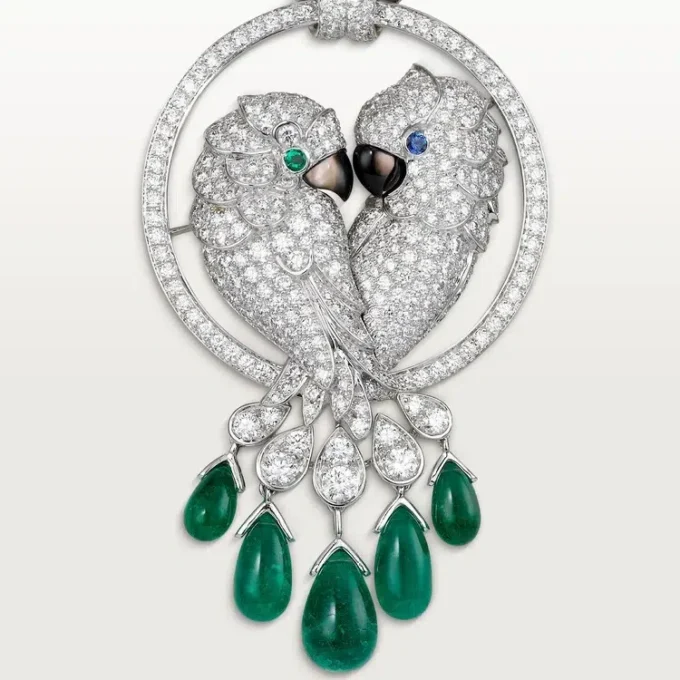 Faune Et Flore De Cartier-halskjede, smaragddråper, pavé Faune Et Flore De Cartier-halskjede, smaragddråper, pavé