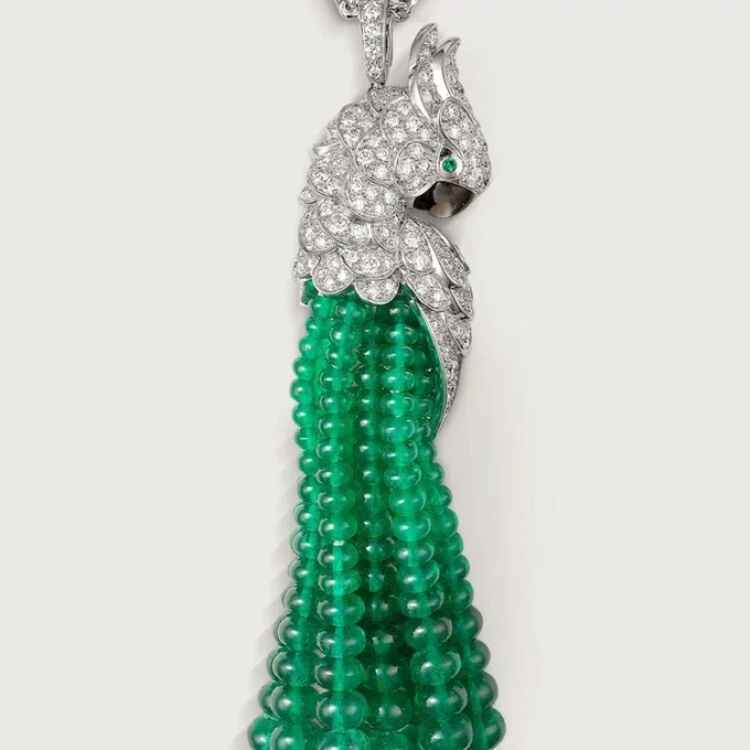Faune Et Flore De Cartier-halskjede, smaragdperler, pavé Faune Et Flore De Cartier-halskjede, smaragdperler, pavé