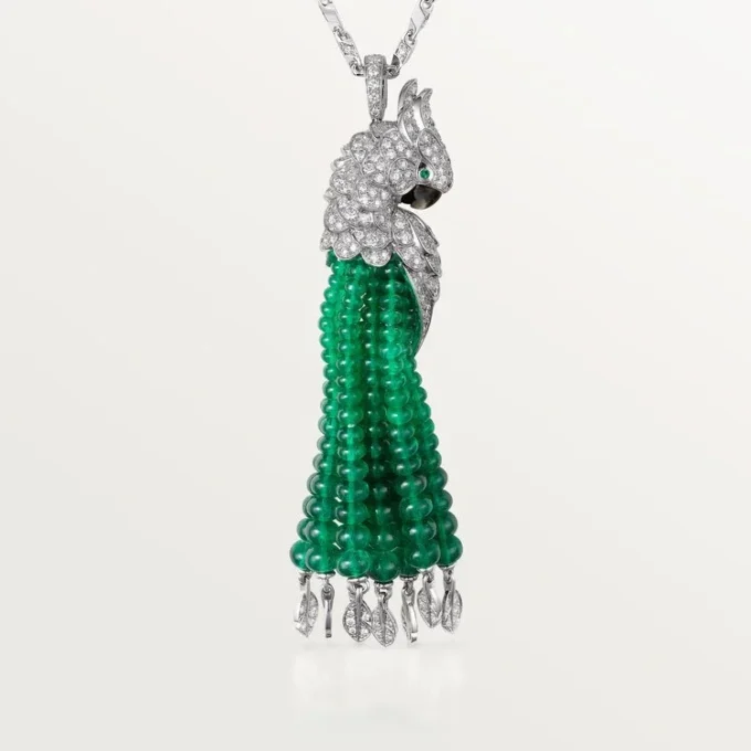 Faune Et Flore De Cartier-halskjede, smaragdperler, pavé Faune Et Flore De Cartier-halskjede, smaragdperler, pavé