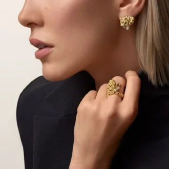 Faune Et Flore De Cartier-øreringer, gule, oransje og brune diamanter, pavé