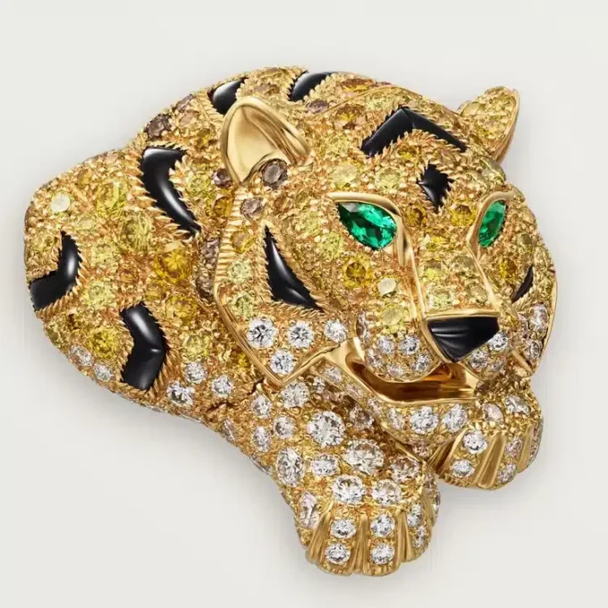 Faune Et Flore De Cartier-øreringer, gule, oransje og brune diamanter, pavé