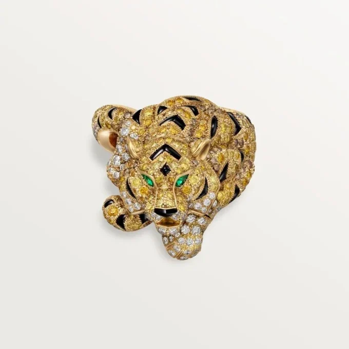 Faune Et Flore De Cartier-ring, gule, oransje og brune diamanter, pavé Faune Et Flore De Cartier-ring, gule, oransje og brune diamanter, pavé