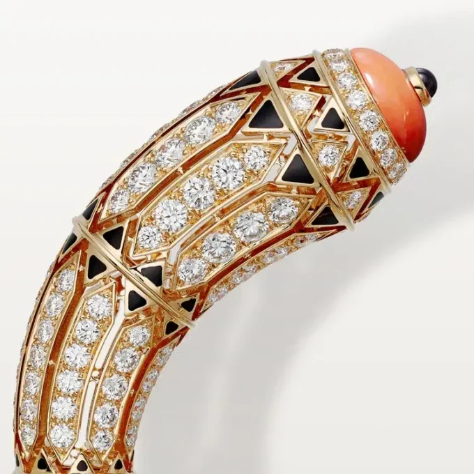 Geometrie & Contrastes-armbånd, korall, pavé