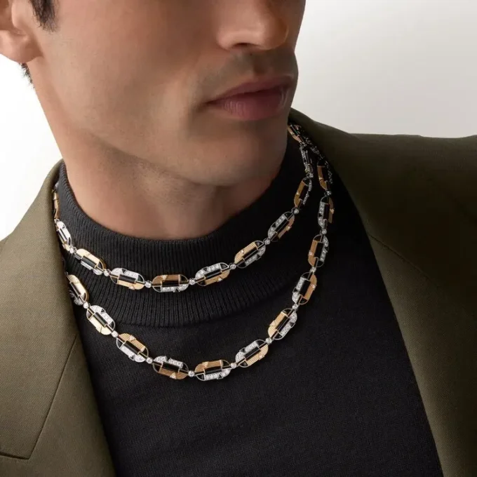 Geometrie & Contrastes halskjede, onyx, multi-wear, pavé