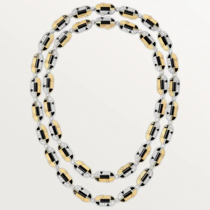 Geometrie & Contrastes halskjede, onyx, multi-wear, pavé