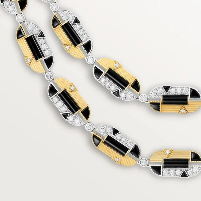 Geometrie & Contrastes halskjede, onyx, multi-wear, pavé