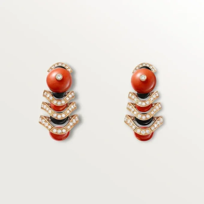 Geometrie & Contrastes Øredobber, Korall, Pavé