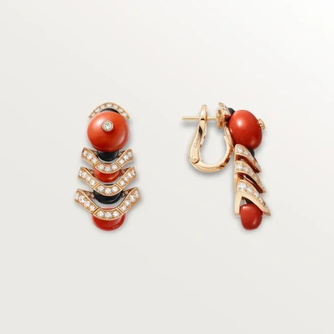 Geometrie & Contrastes Øredobber, Korall, Pavé