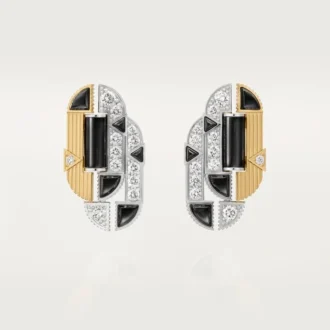 Geometrie & Contrastes Øredobber, Onyx, Pavé