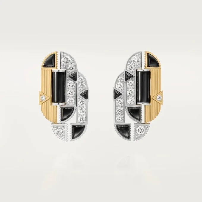Geometrie & Contrastes Øredobber, Onyx, Pavé