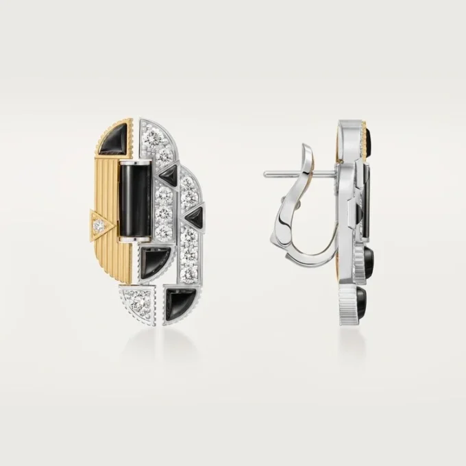 Geometrie & Contrastes Øredobber, Onyx, Pavé