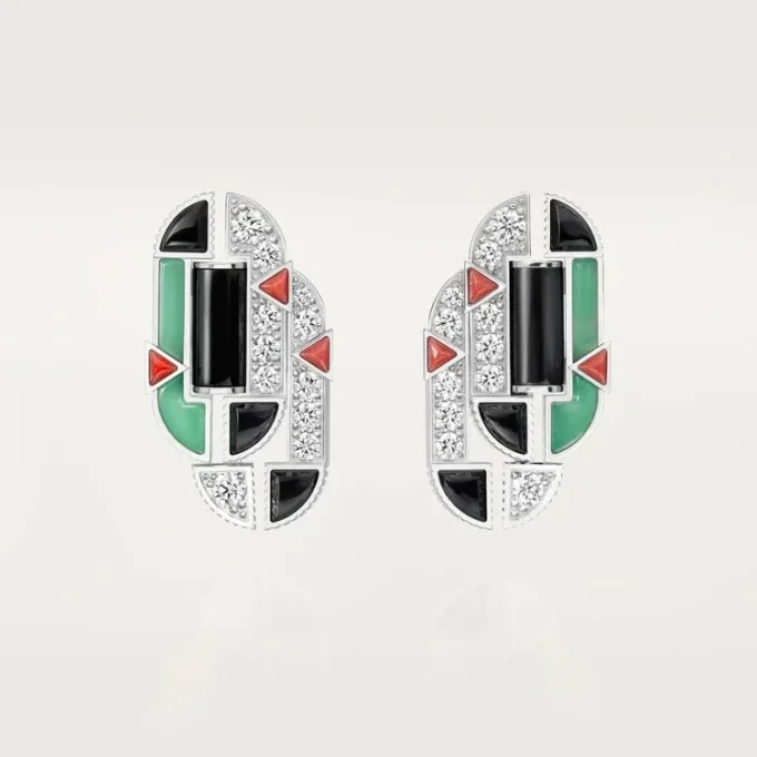 Geometrie & Contrastes-øreringer, krysopras, pavé