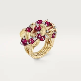 Grain De Cafe-ring, rubellitt, delvis pavé