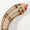 High Jewelry-armbånd – Rosegull, korall, onyx, svart lakk, diamanter – Cartier