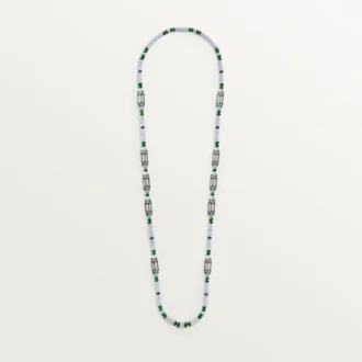High Jewelry-halskjede – hvitt gull, kalcedon, skarn, turkis, svart lakk, diamanter – Cartier