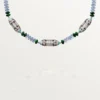 High Jewelry-halskjede – hvitt gull, kalcedon, skarn, turkis, svart lakk, diamanter – Cartier