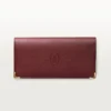 Internasjonal lommebok med sidefolder, Must De Cartier – burgunder kalveskinn, gullfinish – Cartier