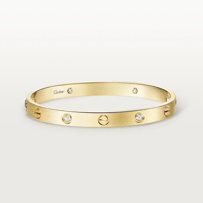 Love-armbånd, klassisk modell, børstet, 4 diamanter