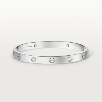 Love-armbånd, klassisk modell, børstet, 4 diamanter