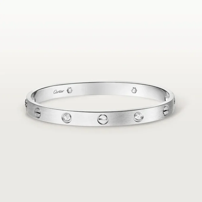 Love-armbånd, klassisk modell, børstet, 4 diamanter