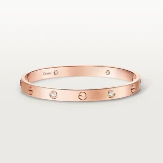 Love-armbånd, klassisk modell, børstet, 4 diamanter