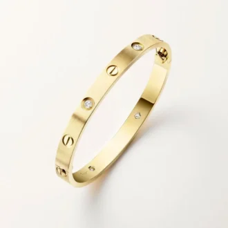Love-armbånd, klassisk modell, børstet, 4 diamanter