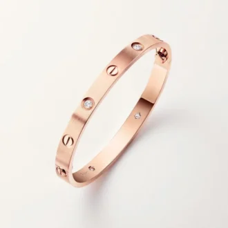 Love-armbånd, klassisk modell, børstet, 4 diamanter