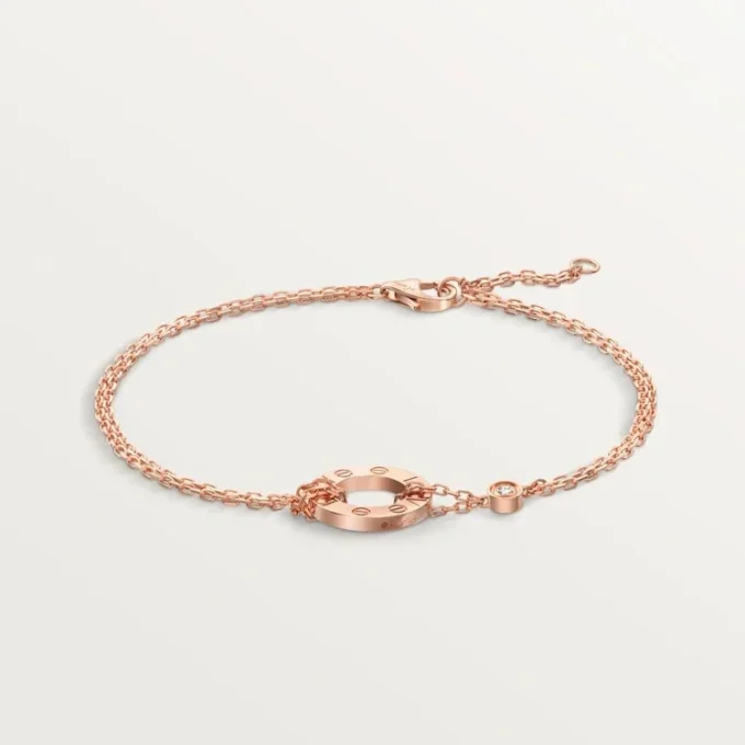 Love-armbånd, på kjede, 2 diamanter