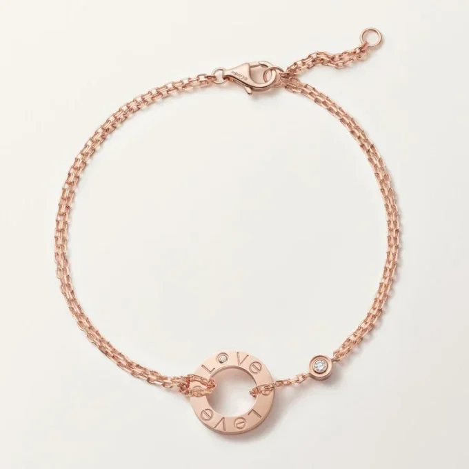 Love-armbånd, på kjede, 2 diamanter