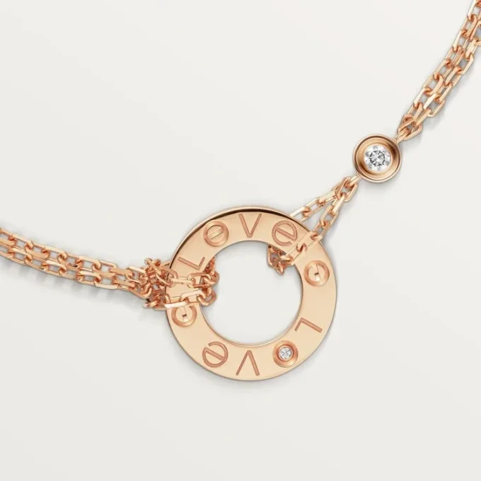 Love-armbånd, på kjede, 2 diamanter