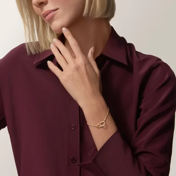 Love-armbånd, på kjede, halvbelagt