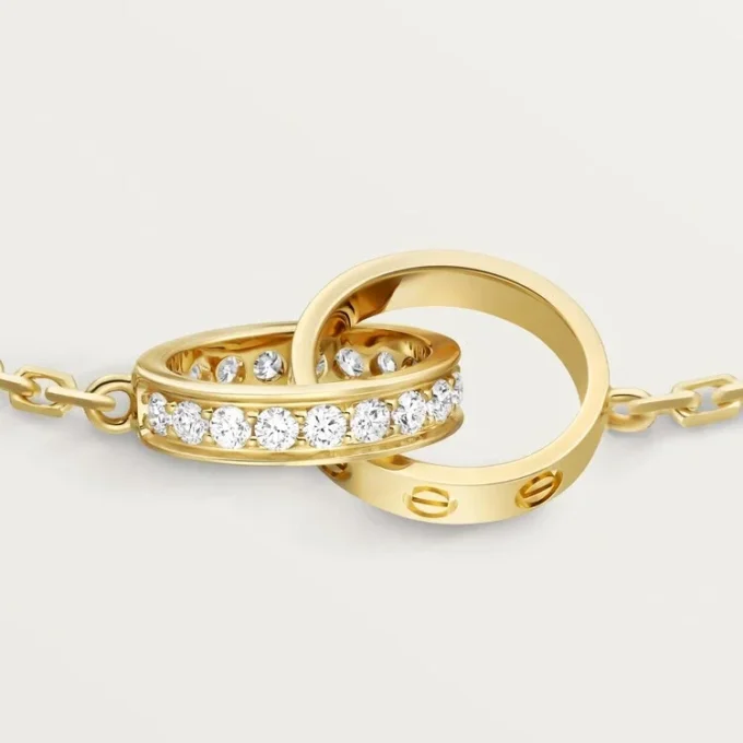 Love-armbånd, på kjede, halvbelagt