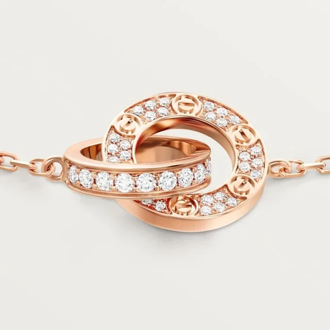 Love-armbånd, på kjede, pavé