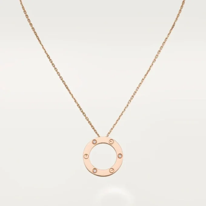 Love-halskjede, 3 diamanter – rosagull, diamanter – Cartier