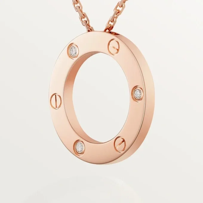 Love-halskjede, 3 diamanter – rosagull, diamanter – Cartier