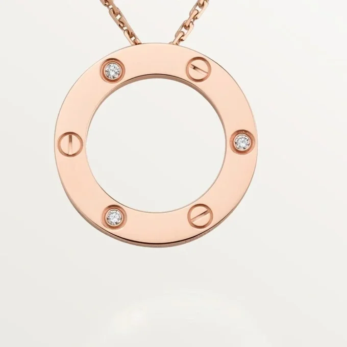 Love-halskjede, 3 diamanter – rosagull, diamanter – Cartier