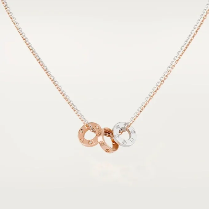 Love-halskjede, 6 diamanter – Rosagull, hvitt gull, diamanter – Cartier
